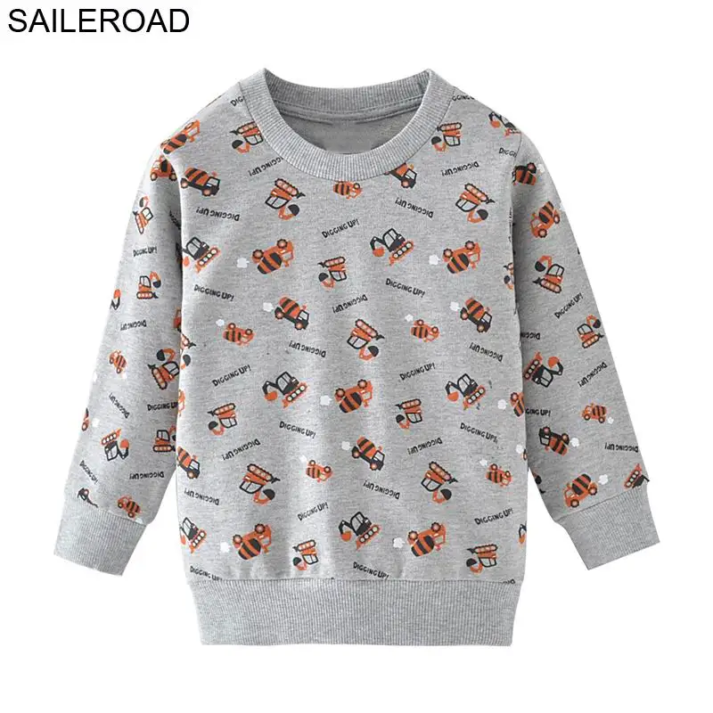 SAILEROAD/толстовки с капюшоном с рисунком автобуса для мальчиков от 2 до 7 лет, топы для мальчиков, осень г., толстовки для детей, хлопковые футболки с длинными рукавами