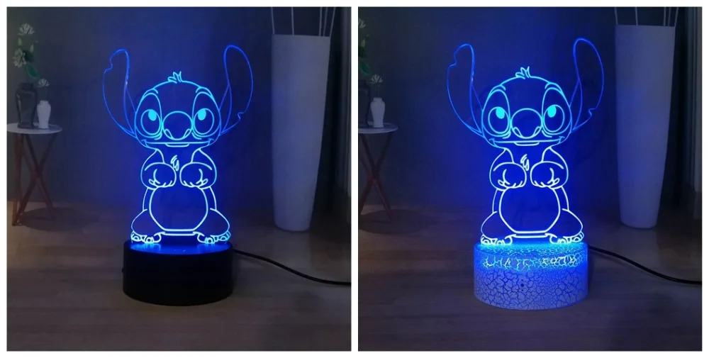 Милые Прошитые светодиодный Ночной светильник мультфильм Акриловые RGB многоцветный USB 3D Иллюзия ночной сон лампа лучший подарок на год