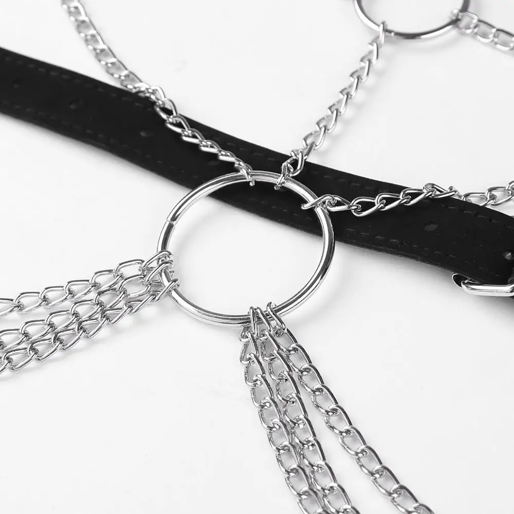 Для женщин Пикантные ремни с металлической цепочкой набор белья бикини открытые