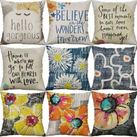 watercolor flowers letter pillow case cotton linen cushion cover 18 printing home living room chair sofa decor
