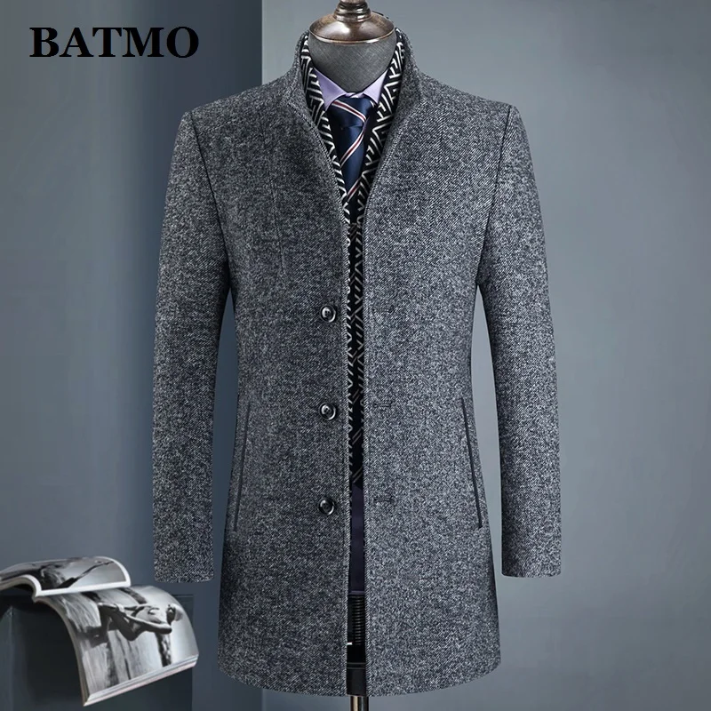 BATMO 2019 Новое поступление зимнее шерстяное толстое пальто для мужчин мужские