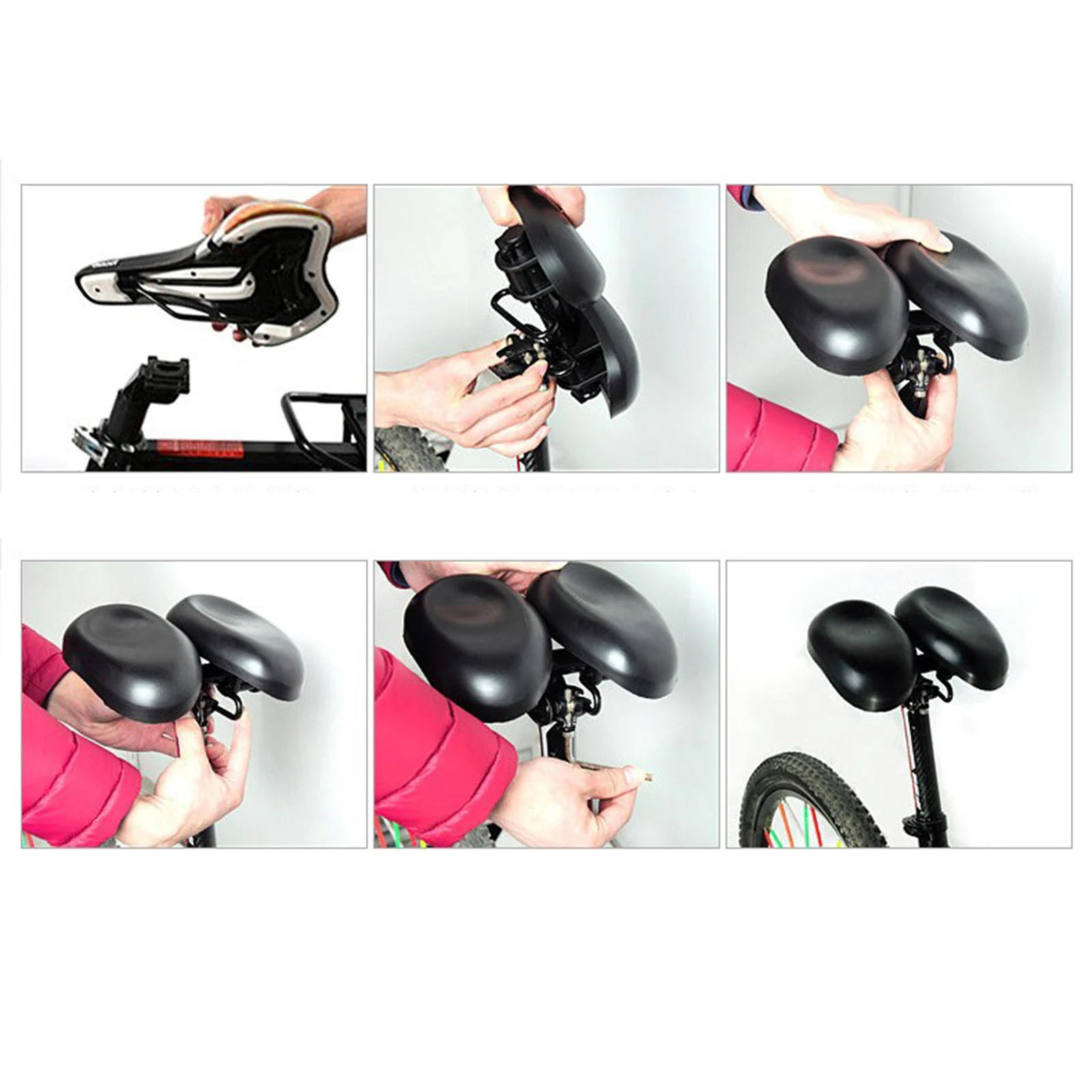 

Mountain Bike Saddle Soft Seat Cushion Comfort Wide MTB Bike Bicycle Cycling Dual-Pad Saddle Cushion Seat Pad Adjustable Cushion