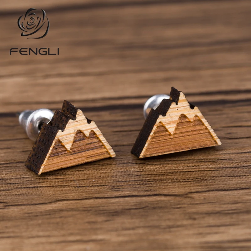 FENGLI скульптура снег серьги из горной породы для женщин деревянный бревно
