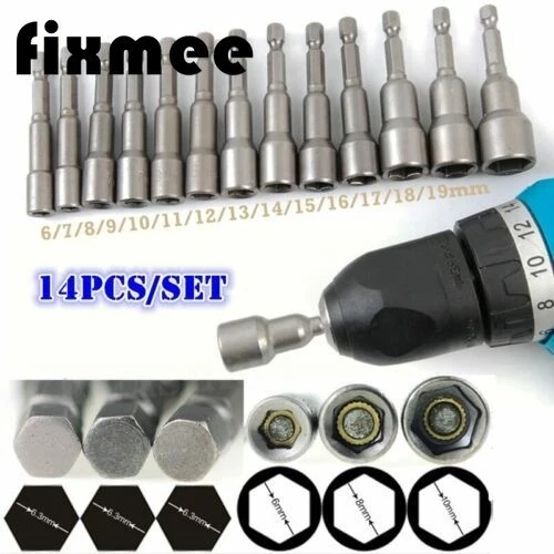 14 шт. Профессиональный Магнитный гайковерт комплект метрическое гнездо 1/4