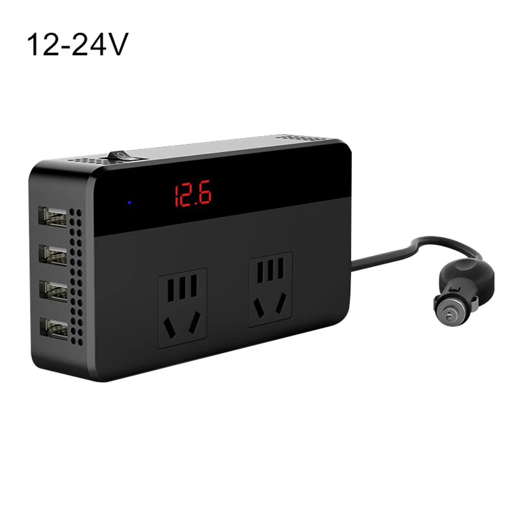 

200W 4 USB Ports Car Power Inverter 12V/12-24V to AC 220V Voltage Converter Digital Display Car Accessories