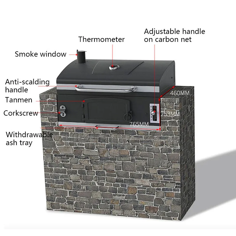 

Household Barbecue Grill Embedded Multi-function Charcoal Barbecue Oven Food Courtyard Garden Villa Outdoors Dining Appliances