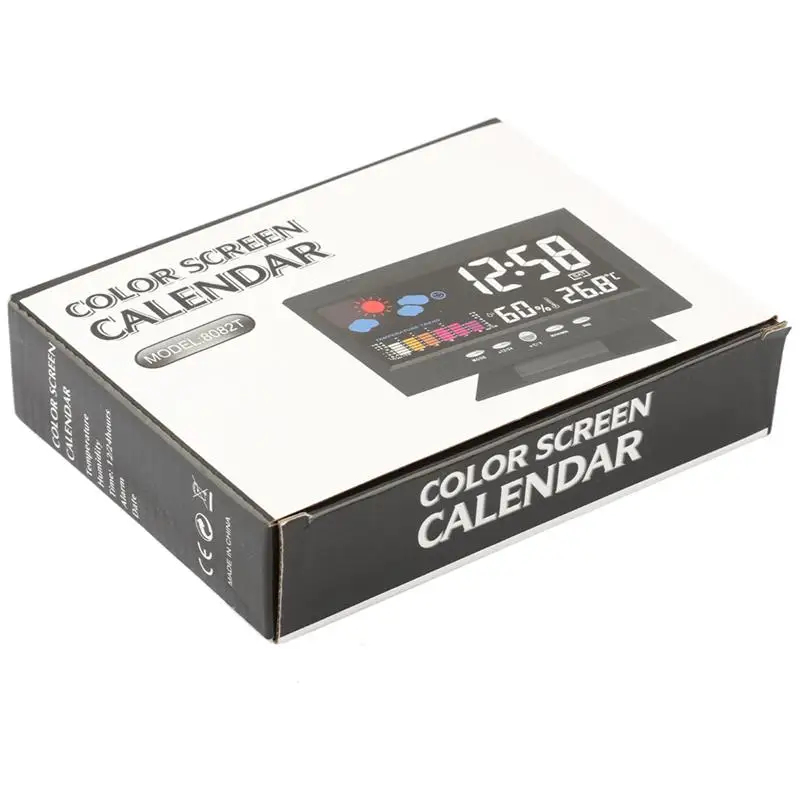 

LED Digital Projection Alarm Clock Loud Snooze Calendar Weather Color Display Humiture Calendar Voice-Controlled Weather Clock