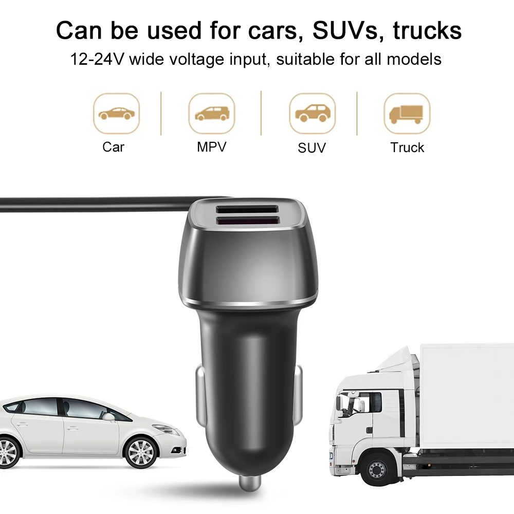 

Универсальное зарядное устройство для автомобиля, 60 Вт, 12-24 В, адаптер для быстрой зарядки для переднего заднего сиденья, быстрая зарядка USB ...