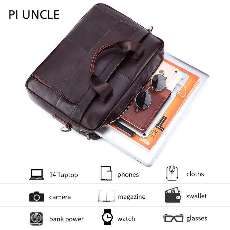 Бренд PIUNCLE, дизайнерский мужской портфель из натуральной кожи, деловая большая сумка, сумка для компьютера, сумка для ноутбука, сумка через плечо, офисный тренд