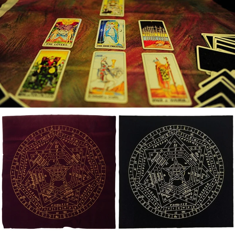 

Tarot Card Tablecloth Sigils of Elohim Mysterious Pattern Astrology Divination Altar Velvet Cloth Board Game Tarot Card Mat
