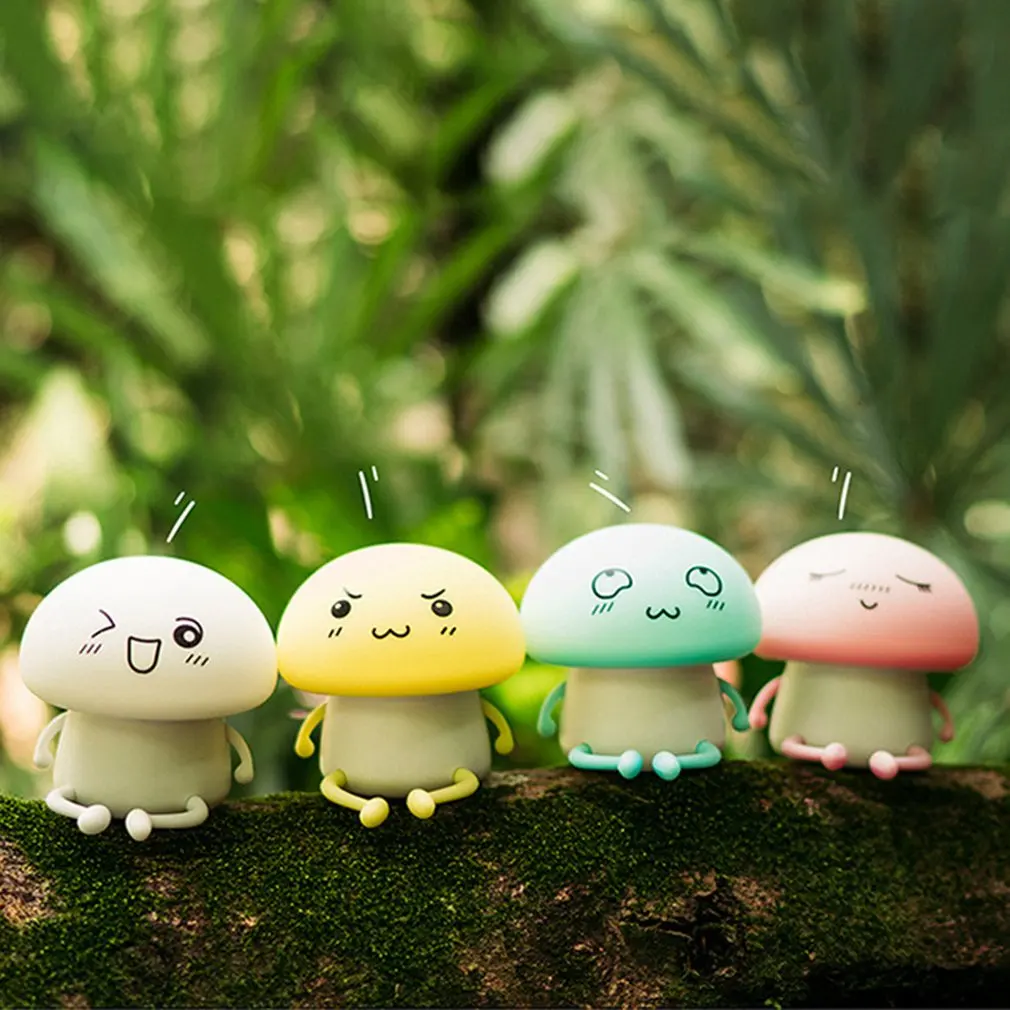 

Led Q Night Light Home Bedroom Decoration Lights Small Lovely Mushroom Cartoon Creative Atmosphere Bedside Lamp USB Charging