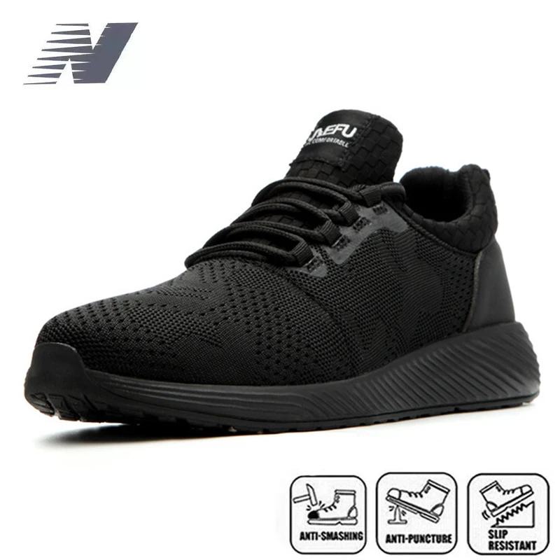 Мужская дышащая защитная обувь со стальным носком Рабочая Износостойкие кроссовки Большие размеры 36