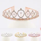 Женская корона с кристаллами, тиара с расческой, повязка на голову для девушек, свадебный аксессуар для волос в винтажном стиле принцессы на день рождения