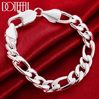 doteffil 925 sterling silver 10mm sideways chain bracelet for men woman charm wedding engagement fashion party jewelry
