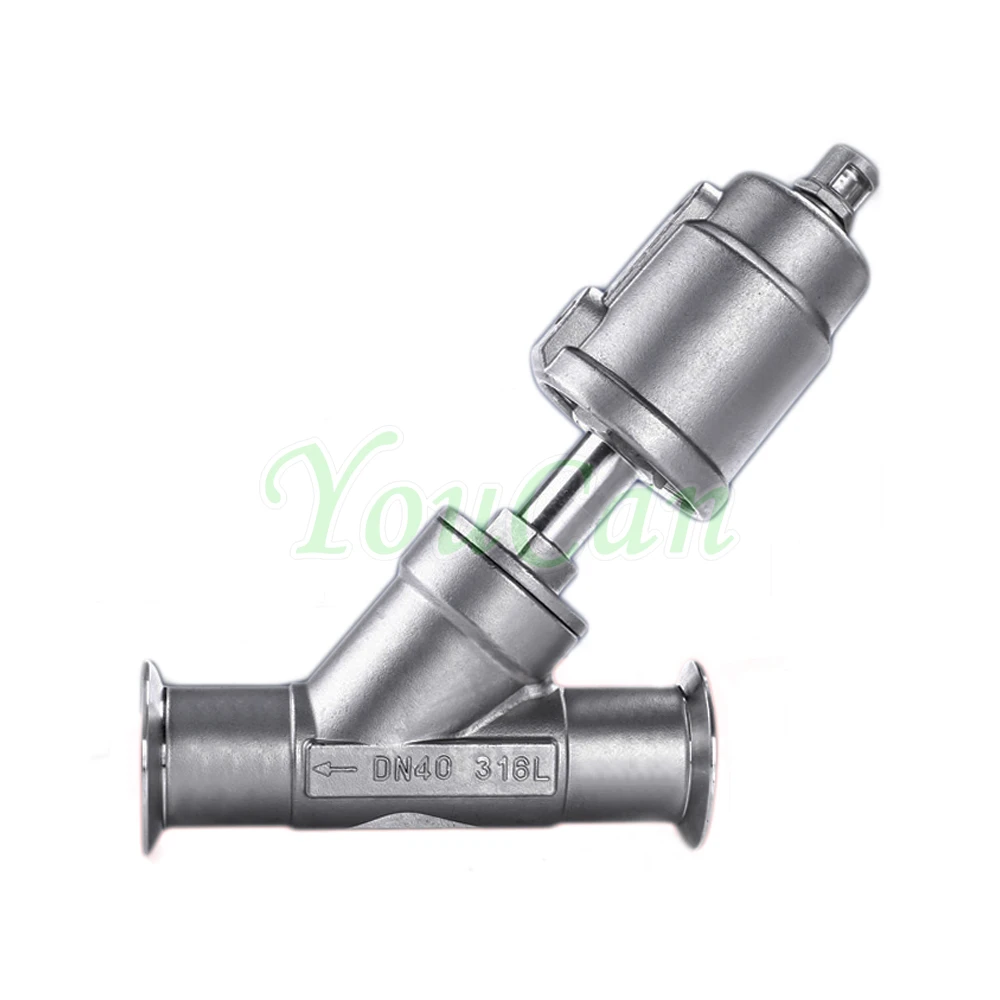 Тройной зажим из нержавеющей стали пневматический угловой клапан сиденья