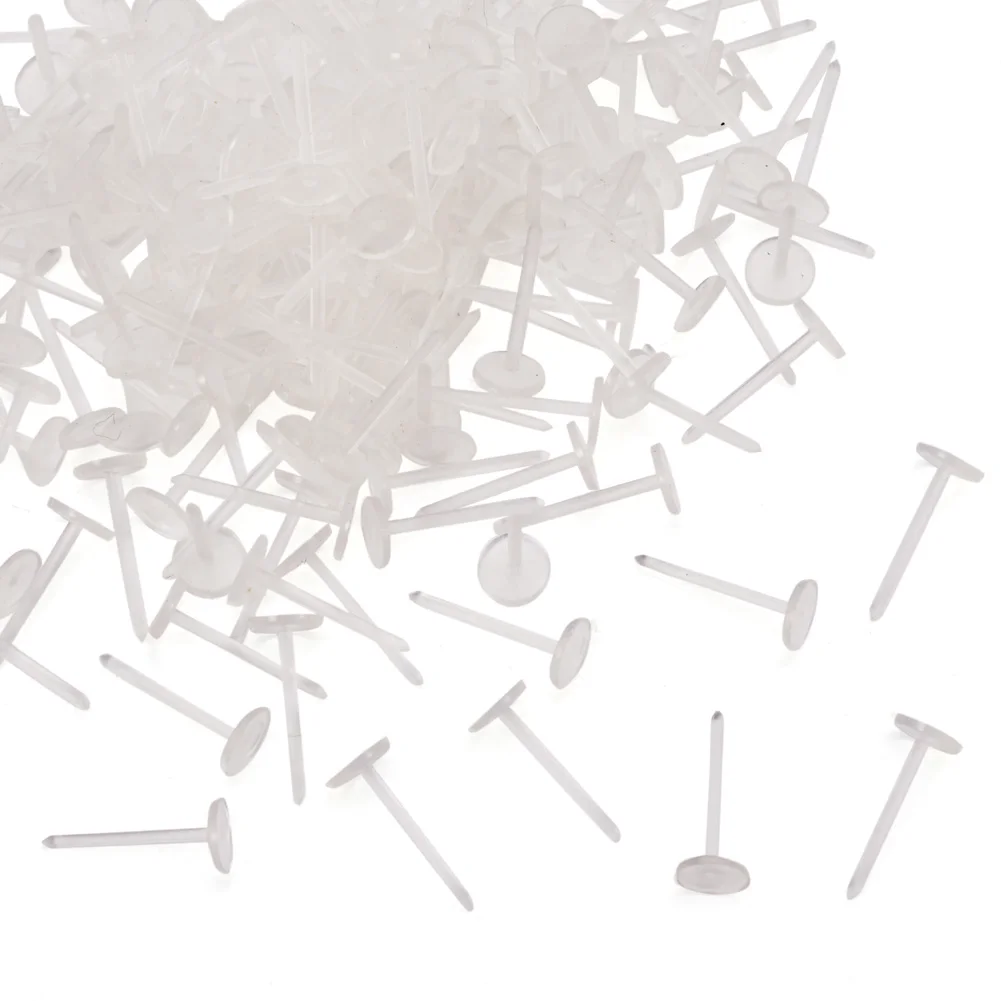 

3mm 5mm Clear Flat Round Plastic Stud Earring Posts and Back Safety Earnuts Findings Components ,about 1000pcs/bag F70