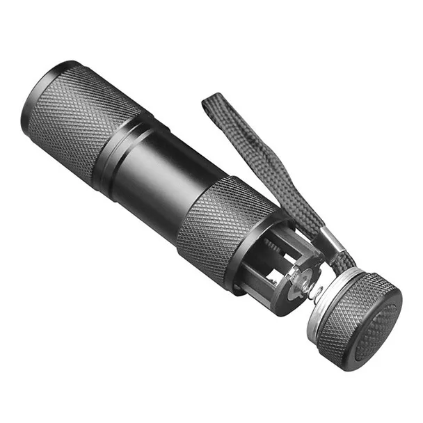 Супер мини алюминиевый УФ черный светильник обнаружения 9 LED ультрафиолетовый