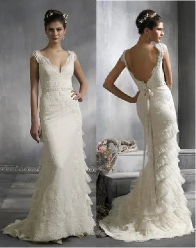 

free shipping 2018 new style Sexy brides Custom lace tank ruffles v-neck princess bridal gown mother of the bride dresses