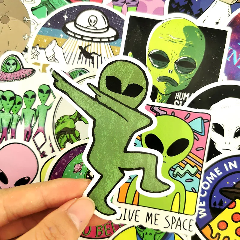 10/ 50Pcs/Set Alien Graffiti Stickers ET UFO Cartoon Stickers Gifts Toys For Children DIY Skateboard Laptop Car Phone Luggage images - 6