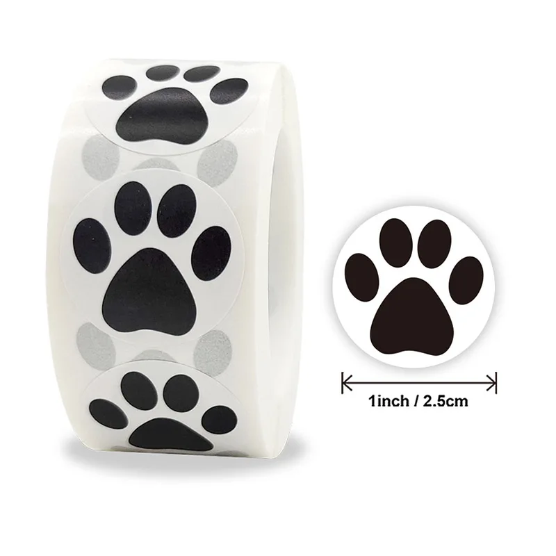 

500pcs/Roll Creative Dog Paw Series Children Learning Reward Stationery Sticker Fashion Classic Toys Decoration Seal Stickers