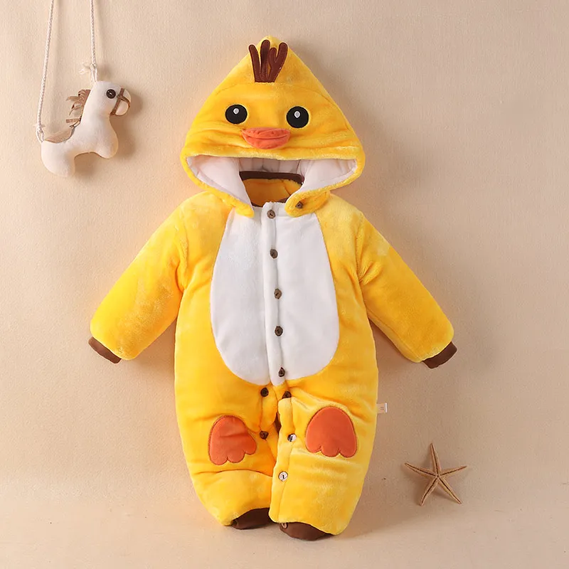 Baby Warm Rompers Infant Winter Flannel Cotton Padded Cartoon Panda Animal Jumpsuit Clothes Girls Sleepwear Bebe Pajamas |