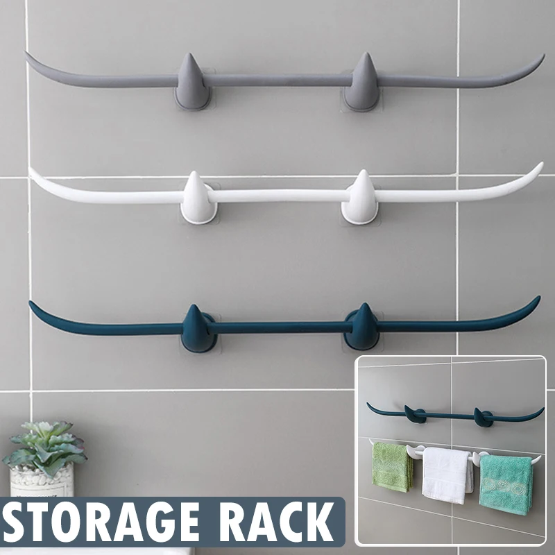 

Multipurpose Horn Towel Rack Wall Mounted Punch-free Hanging Storage Holder For Home Bathroom Kitchen Towel Racks