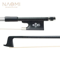 naomi 44 violinfiddle bow carbon fiber bow round stick silver wire winding ebony frog w fleur de lis inlay student bow