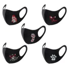 Женская рождественская моющаяся черная маска для лица из ледяного шелка модная Пылезащитная одноразовая маска для лица