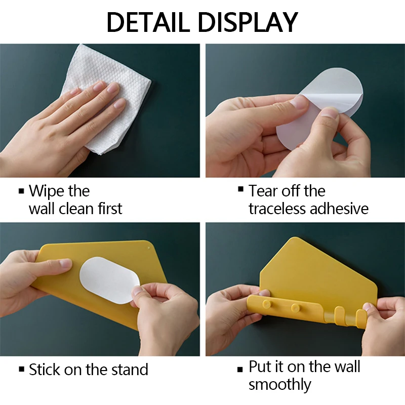 

1 pcs Phone Wall Holder Smartphone Hanging Wall Storage Rack Mounted Mobile Phone Wall Holder Charging Holder Remote Control NEW