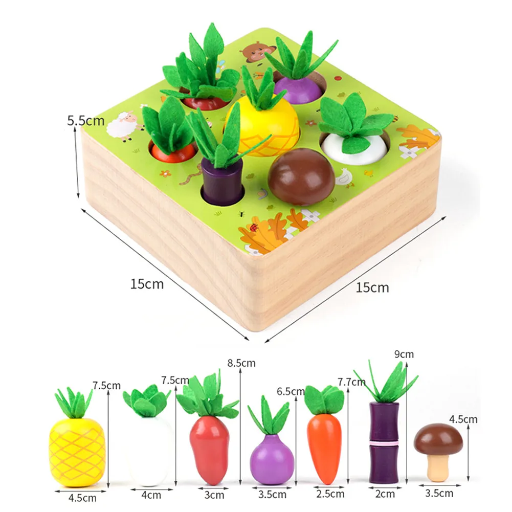 

Children's Montessori Wooden Pull Radish Educational Toy Baby Early Education Fight Plug Building Block Toy
