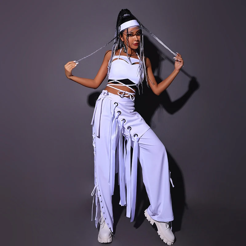 Женский концертный костюм в стиле хип-хоп белые костюмы для вечеринок