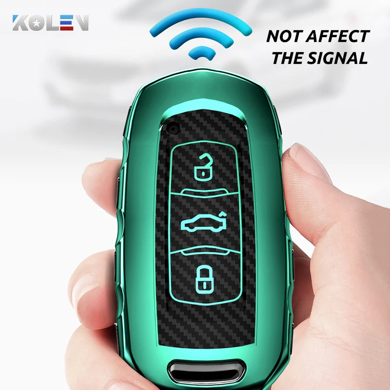 Чехол для автомобильного ключа из ТПУ и углеродного волокна чехол брелок Geely Atlas