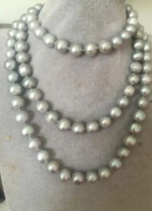 

huge12-13MM TAHITIAN TAHITIAN SILVER GREY PEARL NECKLACE 38INCH 14K