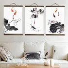 Холст с изображением цветов, животных в китайском и японском стиле, украшение для дома, для гостиной, Настенная картина, Постер, деревянные картины в свитке, Декор