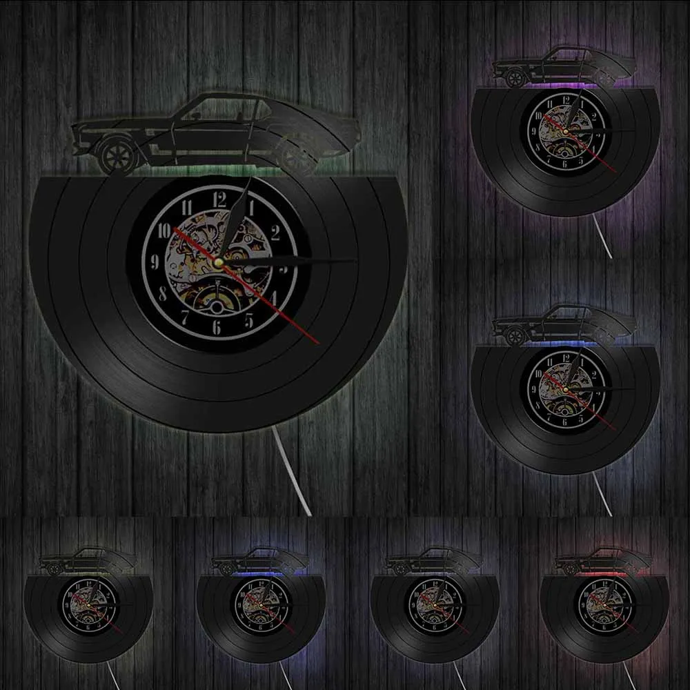 Классические настенные часы в стиле ретро с виниловой пластиной для