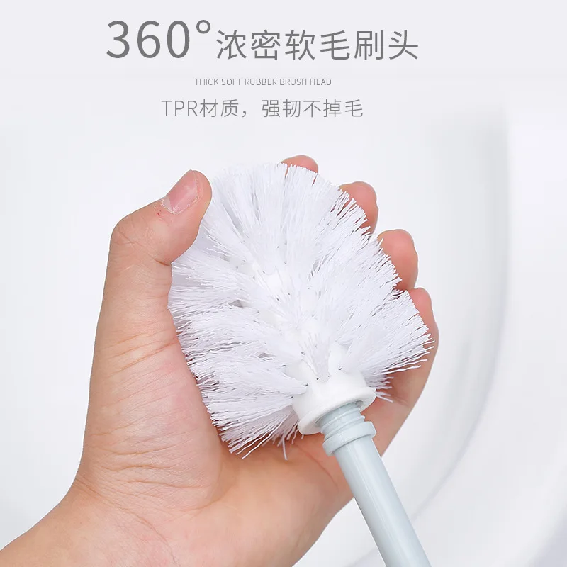 

Household creative bathroom toilet toilet toilet toilet bowl cleaning set with long handle round head toilet brush with base