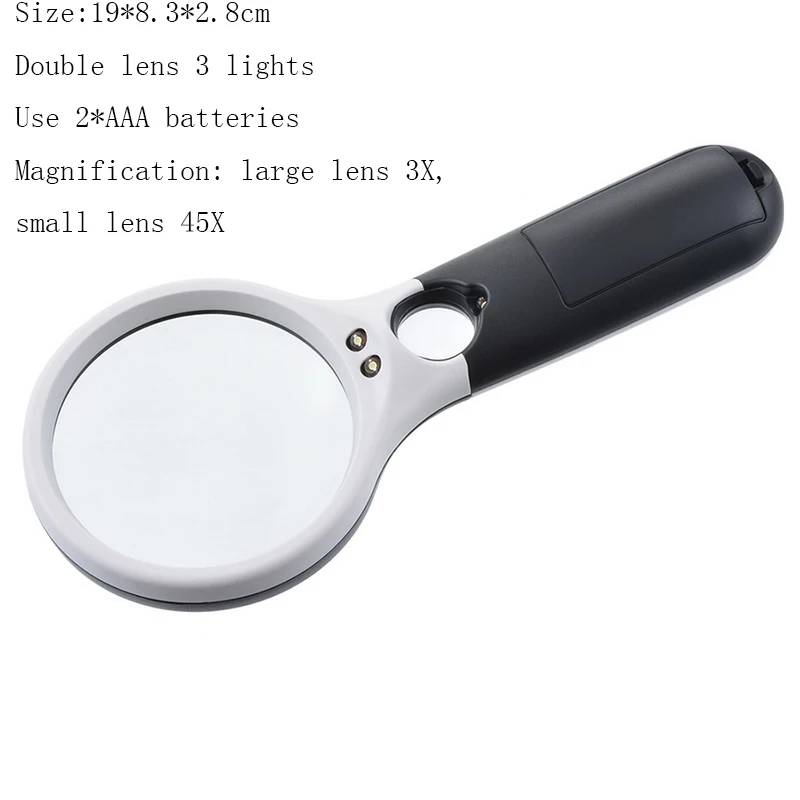 Reading magnifier 1 шт. 30X 12LED подсветка с высоким увеличением увеличительное стекло двойной объектив модернизированная лупа лампа увеличительное стекло - Цвет: Reading magnifier