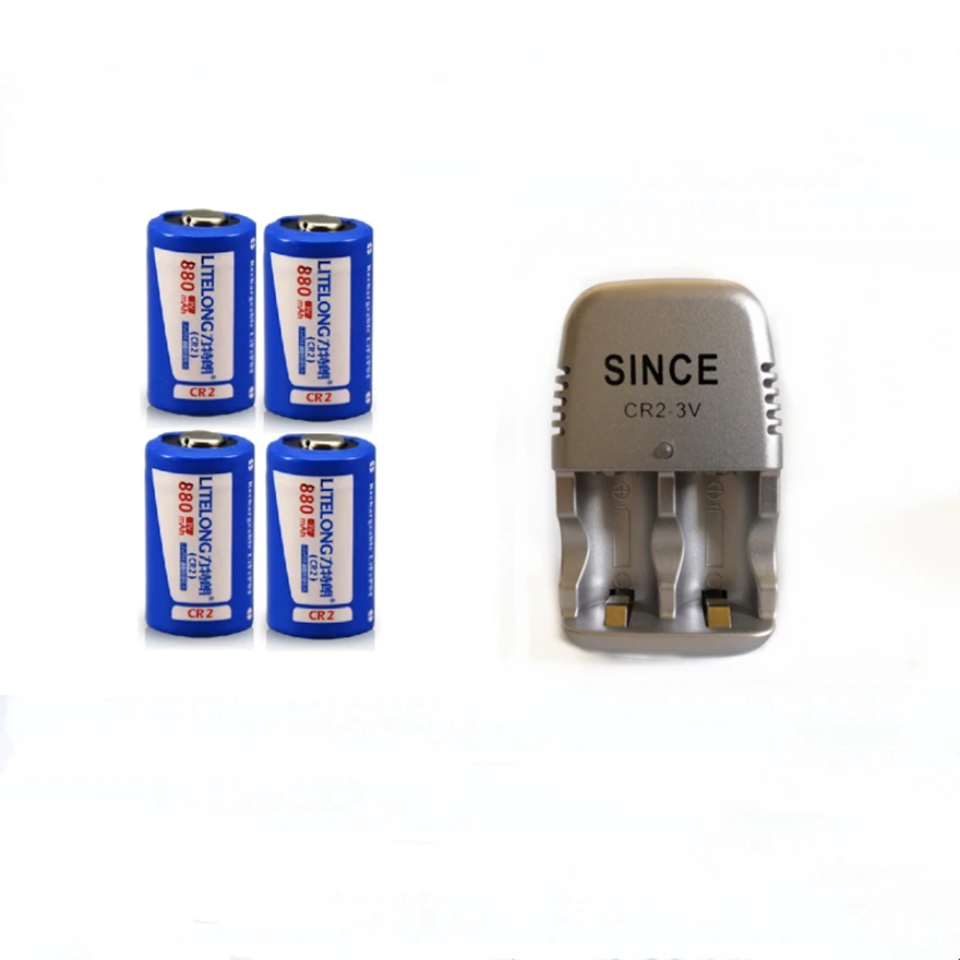 4PCS Original 880mAh CR2 3v rechargeable battery camera lithium battery + 1PCS CR2 battery charger