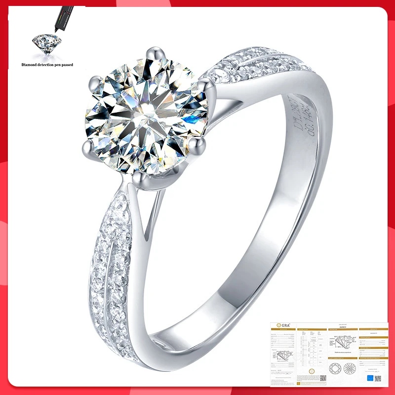 

Classic style 925 sterling silver ring 1ct carat IJ color Single row drill moissanite ring jewelry Moissanite Anniversary Ring