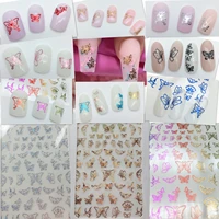 1pc holographic 3d butterfly nail art stickers adhesive sliders colorful diy golden nail transfer decals foils wraps decorations