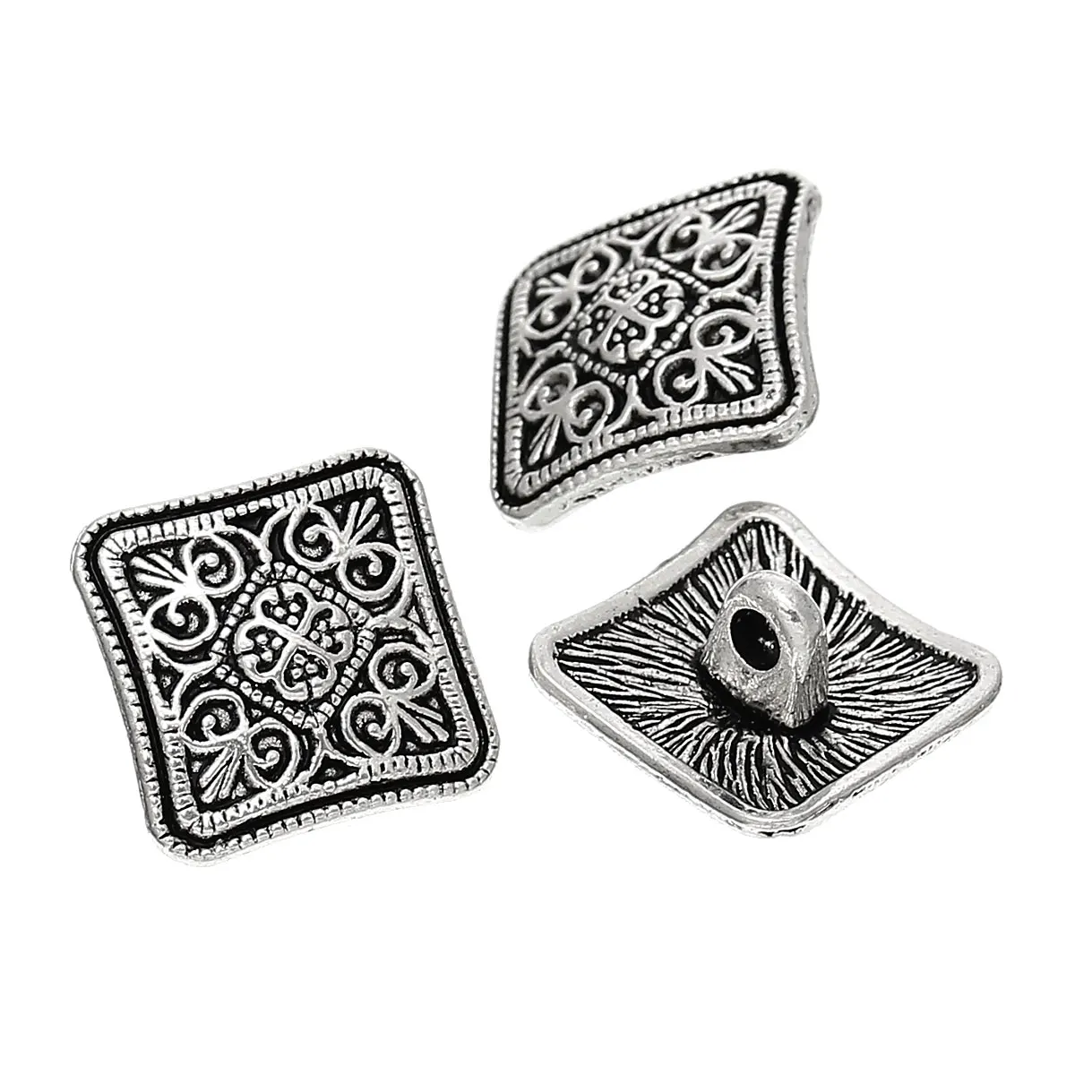 DoreenBeads металлические джинсы кнопка из сплава кнопки квадратные серебристые с