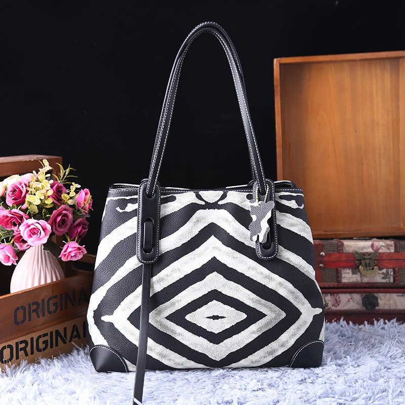 

2020 New Zebra Pattern Shoulder Messenger Bags High Quality Genuine Leather Large Capacity Casual Totes Women Purse and Handbags