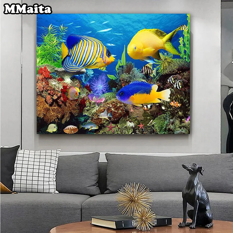 

Diamond painting Animal fish landscape Square Round Drill Wall Decor Inlaid Resin Embroidery Craft Cross stitch GG6110