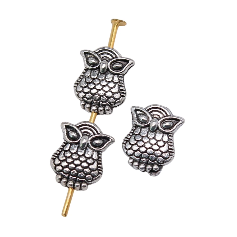 

300pcs Jewelry Findings Handmade DIY Craft Owl Small Hole Beads Antique Silver Color Charms Wholesale 8x10mm