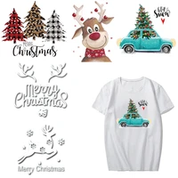 heat transfer christmas tree elk patches for kids clothing diy t shirt applique iron on transfer fusible letter patch stickers