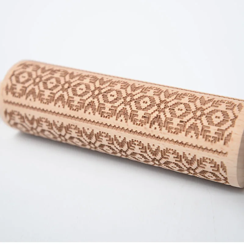 Заказная печать узора Скалка бук Дерево Лазерная гравировка Рождественский узор