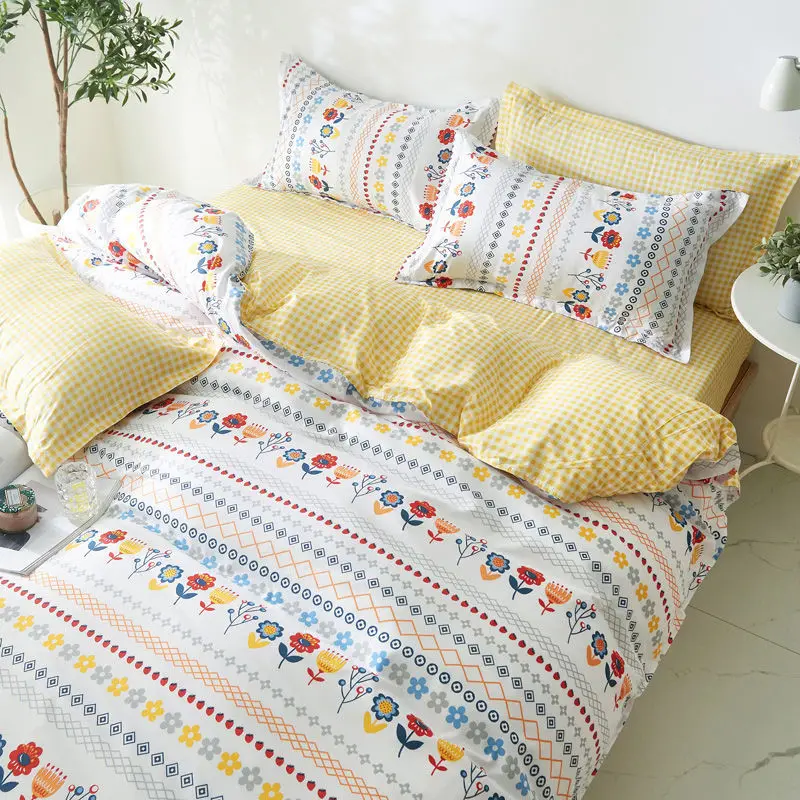 

Strawberry Bedding Sets Flowers Printed Bed Linen Duvet Cover Flat Sheet Pillowcase Queen Single Full Size Home Textiles
