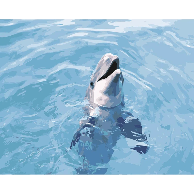 

Cute Dolphin DIY Digital Oil Painting By Numbers Europe Abstract Canvas Painting For Living Room Wall Art