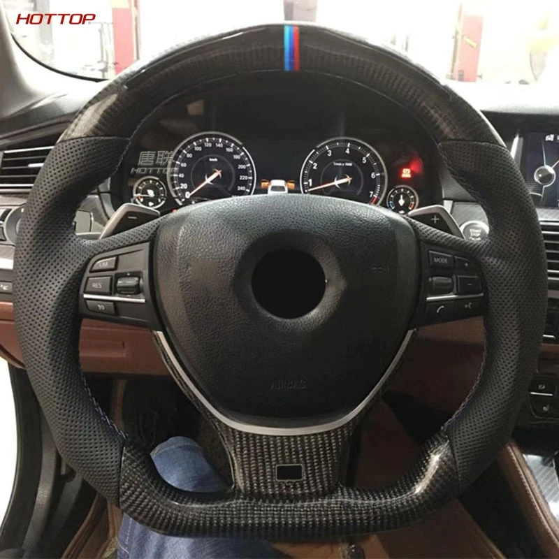 Pаспродажа Для BMW 5 серии F10 F18 в сборе без рычага переключения передач весло из углеродного волокна руль перфорированный кожаный руль