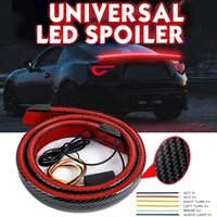 okeen 12v universal carbon fiber black led spoiler lights multifunction auto rear driving brake spoiler light turn signal lamp